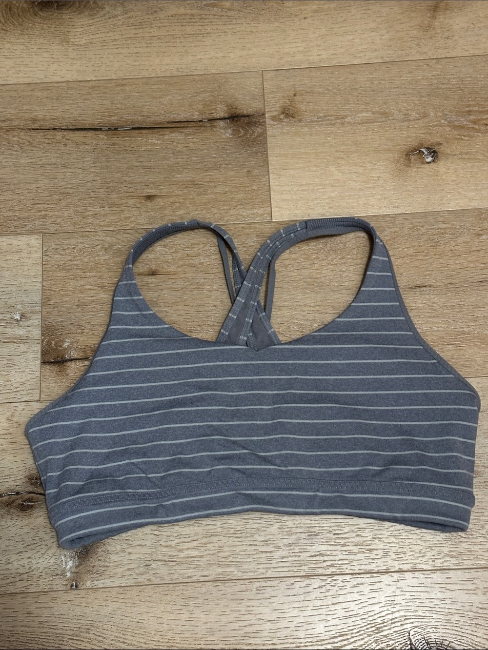 Athleta Gray Striped Women's Medium Impact Sports Bra